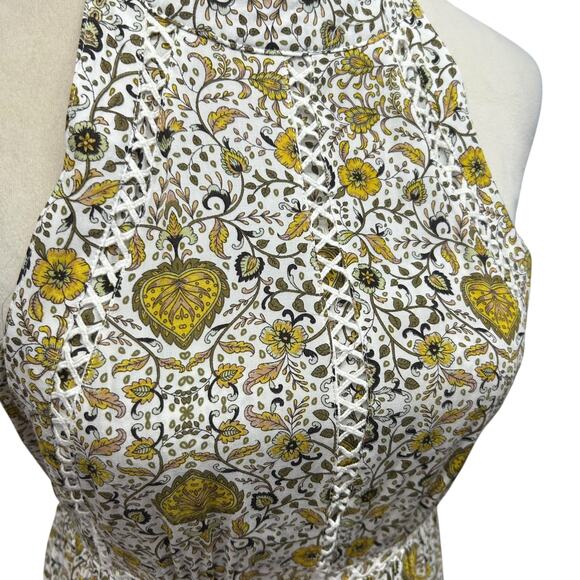 Boho Festival Halter Mini‎ Dress Abel The Label Open Back Floral XS - Picture 2 of 7